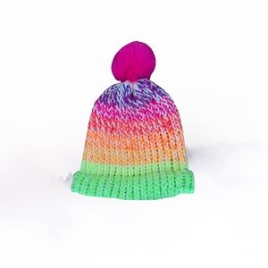 Adult's rainbow Beanie with Pom Pom